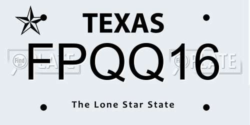 FPQQ16 Texas License Plate