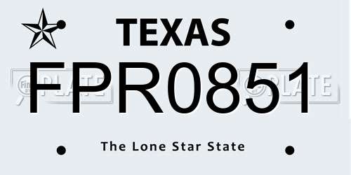 FPR0851 Texas License Plate