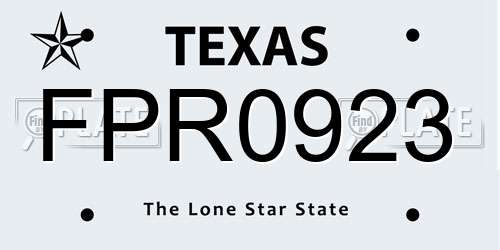 FPR0923 Texas License Plate