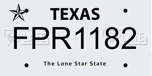 FPR1182 Texas License Plate