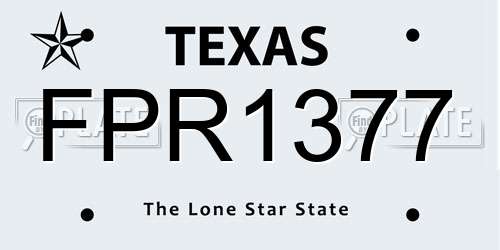FPR1377 Texas License Plate