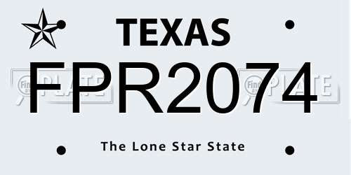 FPR2074 Texas License Plate