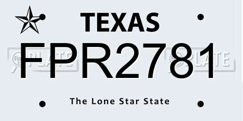 FPR2781 Texas License Plate
