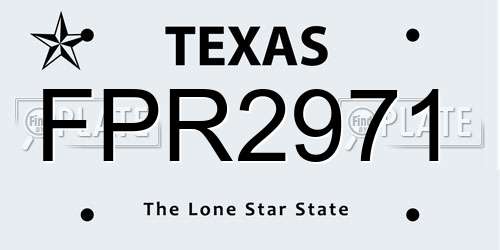 FPR2971 Texas License Plate