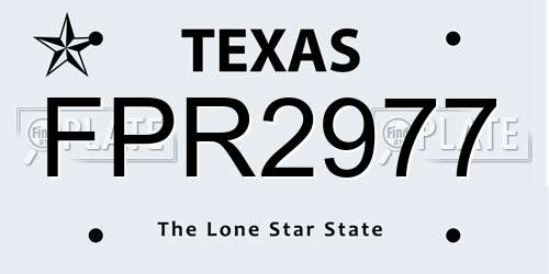 FPR2977 Texas License Plate