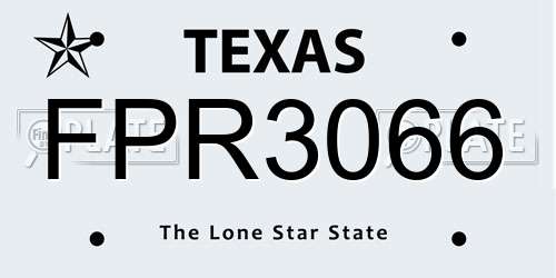 FPR3066 Texas License Plate