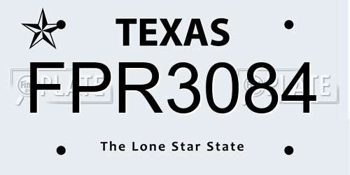 FPR3084 Texas License Plate