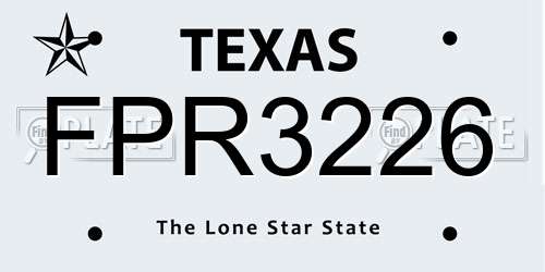 FPR3226 Texas License Plate