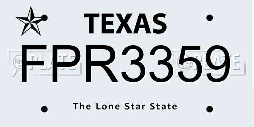 FPR3359 Texas License Plate