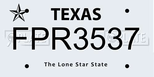 FPR3537 Texas License Plate