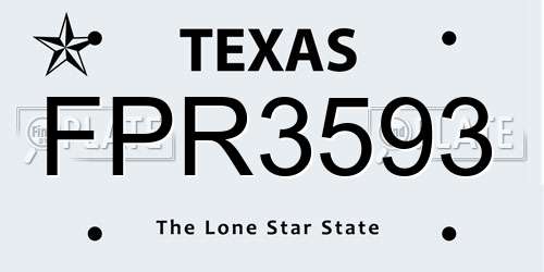 FPR3593 Texas License Plate