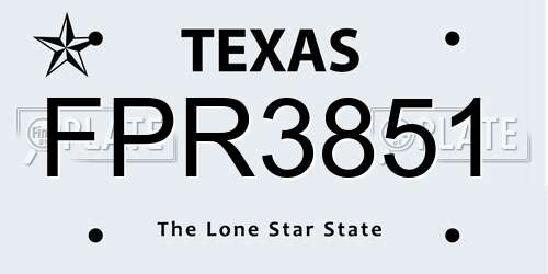 FPR3851 Texas License Plate