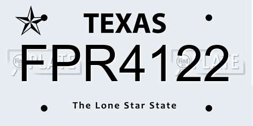 FPR4122 Texas License Plate