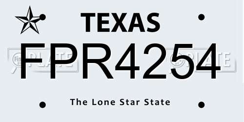FPR4254 Texas License Plate