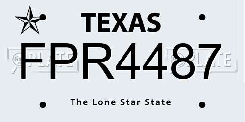 FPR4487 Texas License Plate