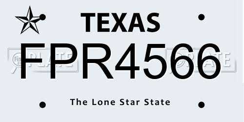 FPR4566 Texas License Plate