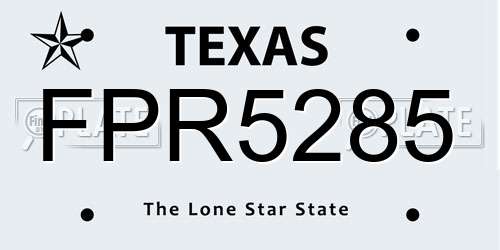 FPR5285 Texas License Plate