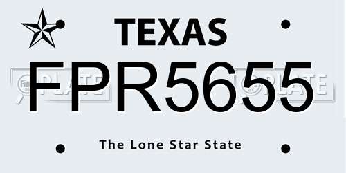 FPR5655 Texas License Plate