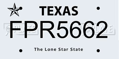 FPR5662 Texas License Plate