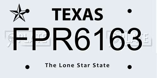 FPR6163 Texas License Plate