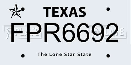 FPR6692 Texas License Plate