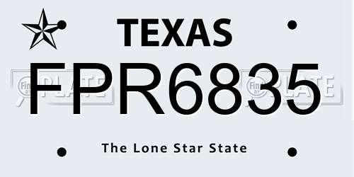 FPR6835 Texas License Plate