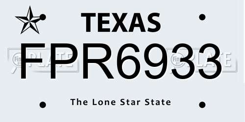 FPR6933 Texas License Plate
