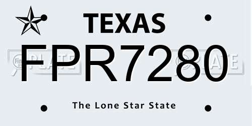 FPR7280 Texas License Plate