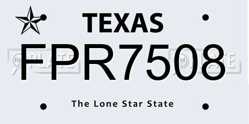 FPR7508 Texas License Plate