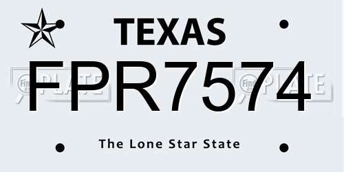 FPR7574 Texas License Plate