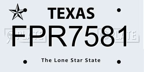 FPR7581 Texas License Plate