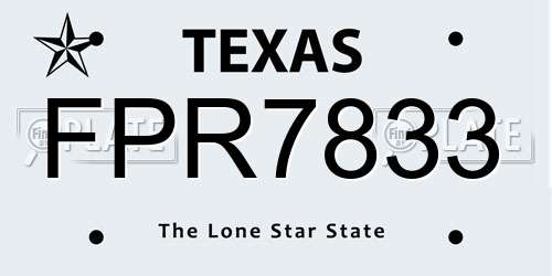 FPR7833 Texas License Plate