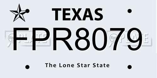FPR8079 Texas License Plate