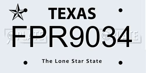 FPR9034 Texas License Plate