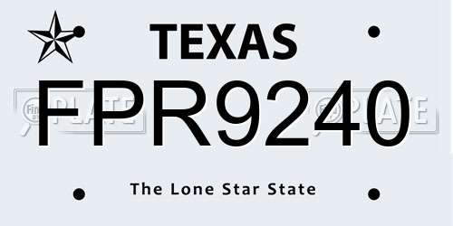 FPR9240 Texas License Plate