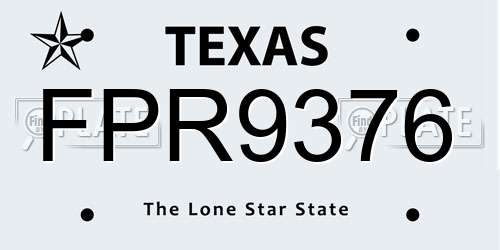 FPR9376 Texas License Plate