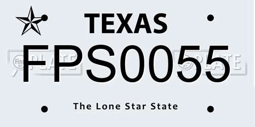 FPS0055 Texas License Plate