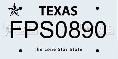 FPS0890 Texas License Plate