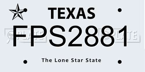 FPS2881 Texas License Plate