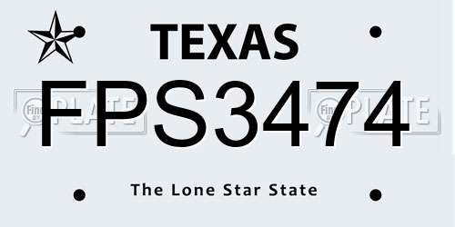 FPS3474 Texas License Plate