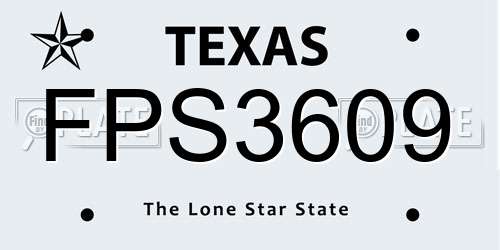 FPS3609 Texas License Plate