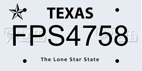 FPS4758 Texas License Plate