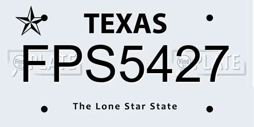 FPS5427 Texas License Plate