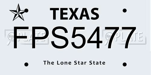 FPS5477 Texas License Plate