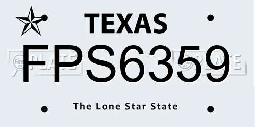 FPS6359 Texas License Plate