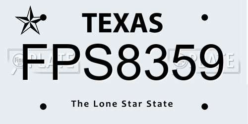 FPS8359 Texas License Plate