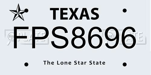 FPS8696 Texas License Plate