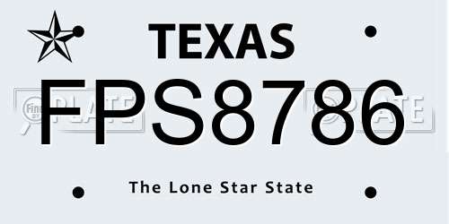 FPS8786 Texas License Plate