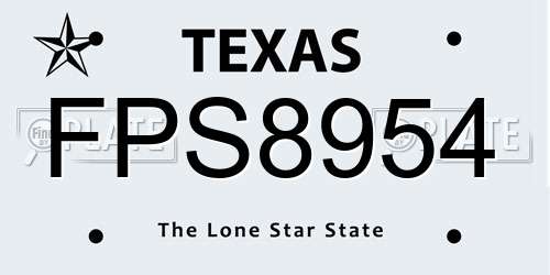 FPS8954 Texas License Plate