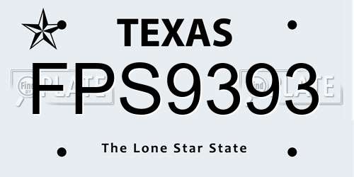 FPS9393 Texas License Plate